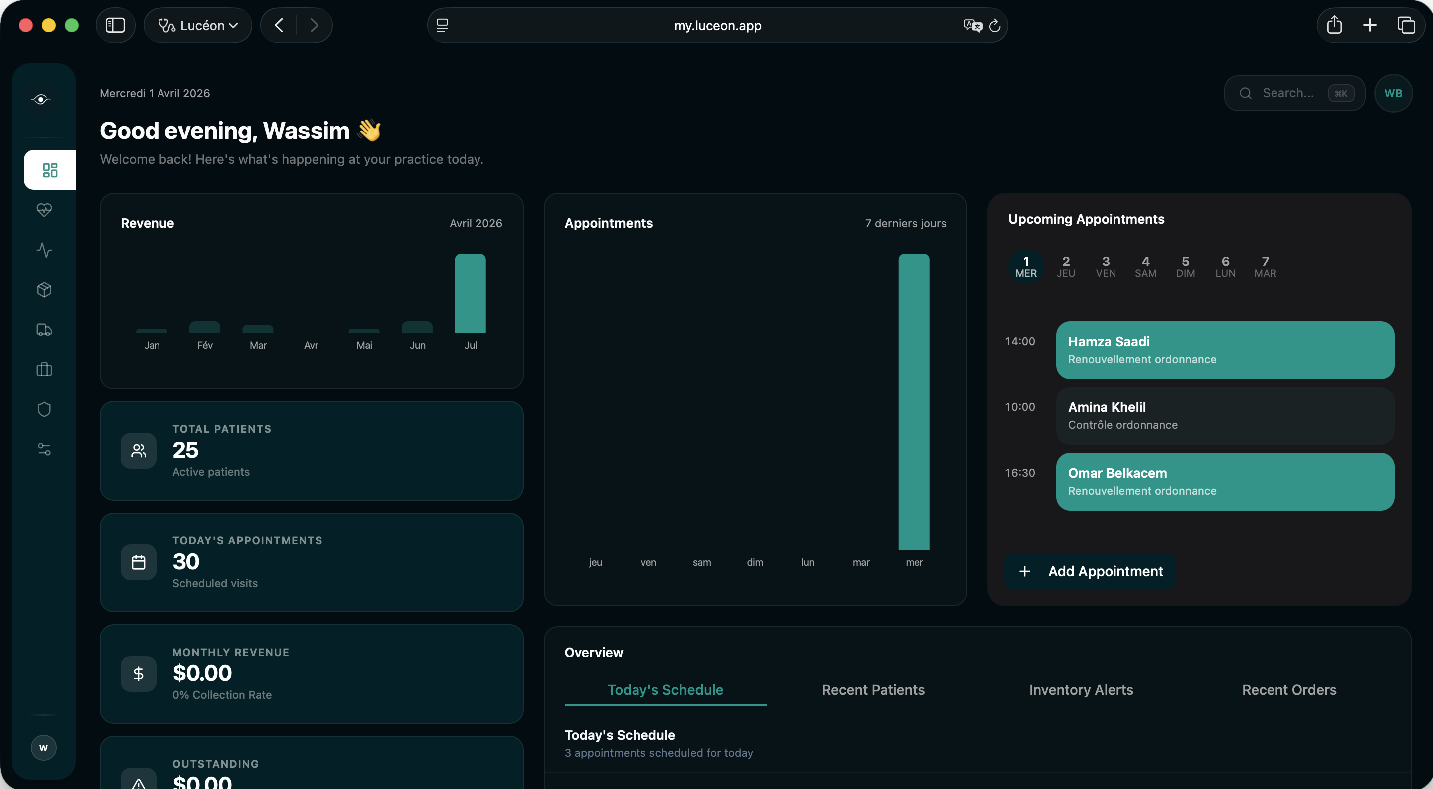 Lucéon dashboard